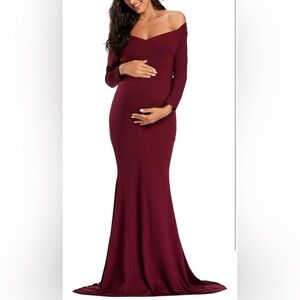 Off The Shoulder Long Sleeve Maternity Dress